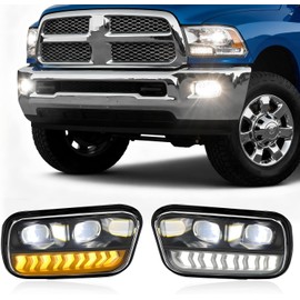 LED&DRL Fog Lights Compatible with 2009-2012 Dodge Ram 1500 2010-2018 RAM 2500 3500 Front Bumper Driving Fog Lamps w/Brackets DRL & Amber Turn Signal Lights Clear Lens