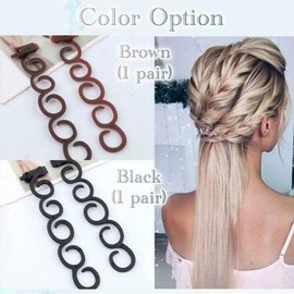 1 Pair Black Braiding Tool, DIY Ponytail Maker, French Braid Tool for Twists, Plaits, Buns, and Pony Tails, Fashion Hair Accessory for Women and Girls, Hair Elastics and Ties