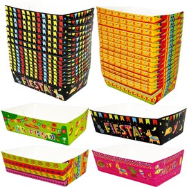 60 Pcs Mexican Paper Food Trays Disposable Fiesta Taco Snack Tray Cinco De Mayo Nacho Party Food Containers