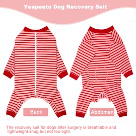Yeapeeto Dog Onesie Surgery Recovery Suit for Large Medium Bodysuit Dogs Pajamas PJS Full Body for Shedding, Prevent Licking, Wound Protection, Cone Alternative… (Red Pink, 4X-Large (Pack of 1))