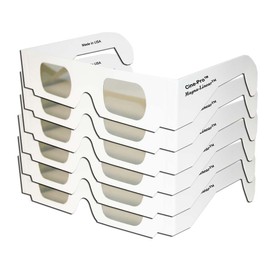 Cine-Pro(TM) Brand - Magna-Linear(TM) POLARIZED 3D Glasses Cardboard White Frame - 3D Projector Presentations - FOLDED & SLEEVED - 6 PAIRS