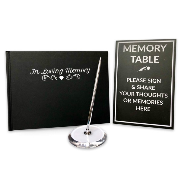 Funeral Memory Book | Condolence Book | Memorial Guest Book | Guest Book for Funeral Hardcover | Guestbook for Celebration of Life Memorial Service | Book of Condolence with Memory Table Card Sign
