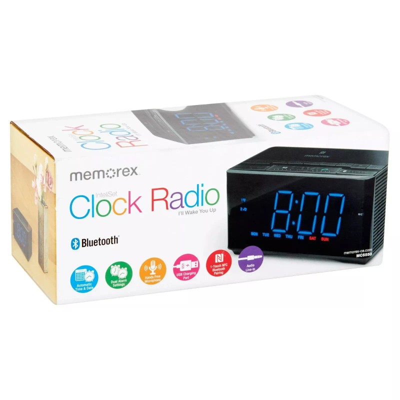 Memorex InteliSet Bluetooth Alarm Clock Radio Black (MC5550).