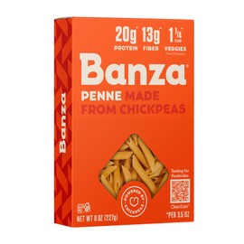 Banza Penne Pasta from Chickpeas - Gluten Free, High Protein, and Lower Carb Protein Penne Chickpea Pasta - 8oz