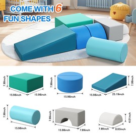 Kids Climbing Toys Foam Blocks: 6PCS PU Leather Foam Climbing Blocks for Toddlers - Soft Play Set Indoor Play Gym - Crawling Activity Play Structure for Preschoolers Playtime Corner Climber (Modern)