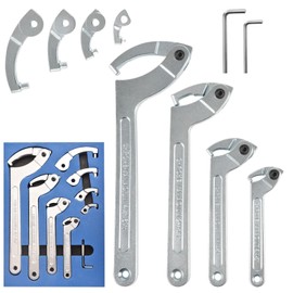 Sxnmmweu 9pc Adjustable Spanner Wrench Set - Hook Type Wrenches Set with Interchangeable Heads, 3/4" to 6-7/10", for Auto Repair, Suspension System, Hydraulic Ram Cylinder
