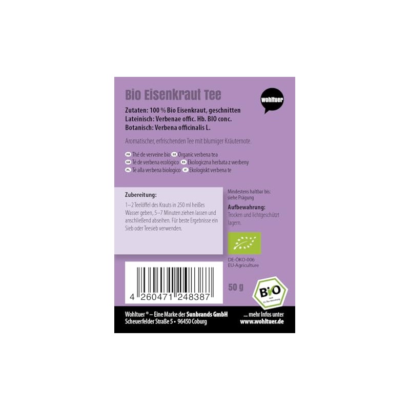 Wohltuer Organic Verbena Tea from Certified Wild Collection - Verbena