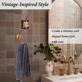 Antique Gold Hand Towel Holder with Wall-Mounted Candle Basket, Decorative Bathroom Towel Hook & Vintage Wall Organizer for Kitchen, Entryway Decor