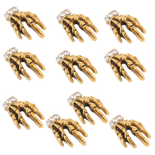 WOONEKY 10pcs Hand Skull Nail Drill Nail Art Silver Toenail
