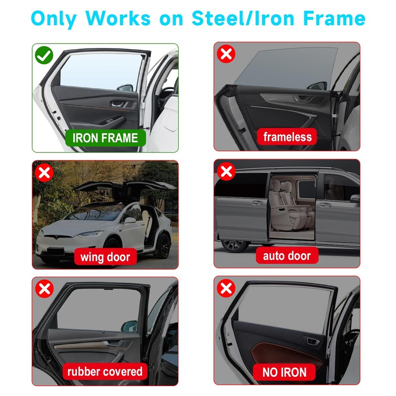 Car Window Shades, 2 PCS Magnetic Double Layer Auto Sun
