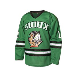 JKNAKN Men's #11 Zach Parise Jersey College Fighting Sioux Green Hockey Jersey - Size: 3XL