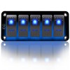 FXC Rocker Switch Aluminum Panel 5 Gang Toggle Switches Dash