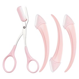 AYVRUOP 1 Stück Schere und 3 Stück Gesichtsrasierer für Frauen, tragbarer Augenbrauenformer für die Entfernung von Augenbrauenhaaren, halbmondförmiges Sicherheitsdesign