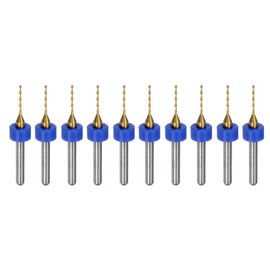 QUARKZMAN 10pcs PCB Drill Bits 1/8 Inch Shank 0.9mm Titanium Coated Carbide Micro Twist Mini Drill Bit Set Rotary Drilling Tool for PCB Jewelry CNC Engraving