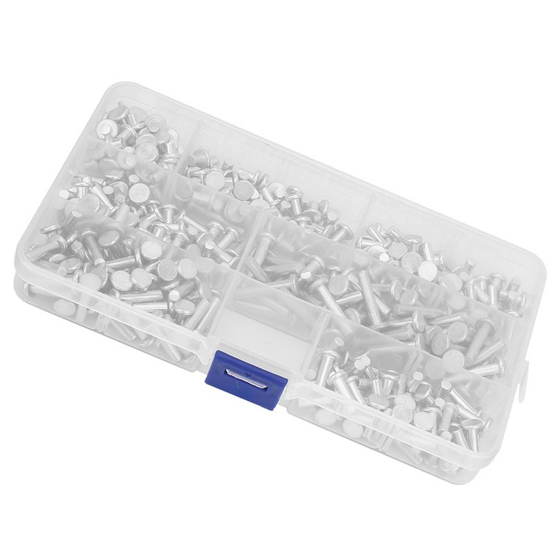 M4 Flat Head Solid Rivets Kit 350pcs Aluminum Rivets Set