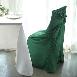 Balsa Circle 10 pcs Hunter Green Universal Satin Chair Covers Slipcovers for Wedding Party Ceremony Reception Decorations