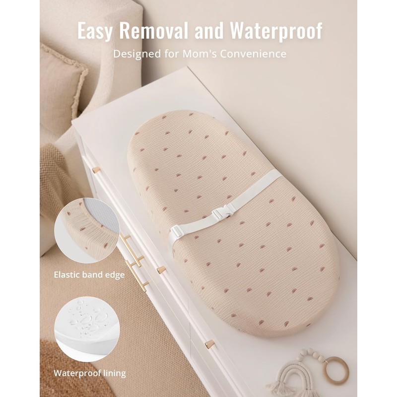 Blissful Diary Muslin Baby Changing Pad with Waterproof Lining Foam,