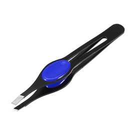 VOCOSTE Tweezers, Eyebrow Clip, Angled Tweezers, Eyebrow Tweezers, Nose Hair, Beard, Hair Removal, 3.8 x 0.6 inches (9.6 x 1.6 cm), Blue