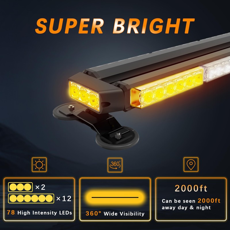 Amexmart 38" 78 LED Emergency Rooftop Strobe Light Bar Safety