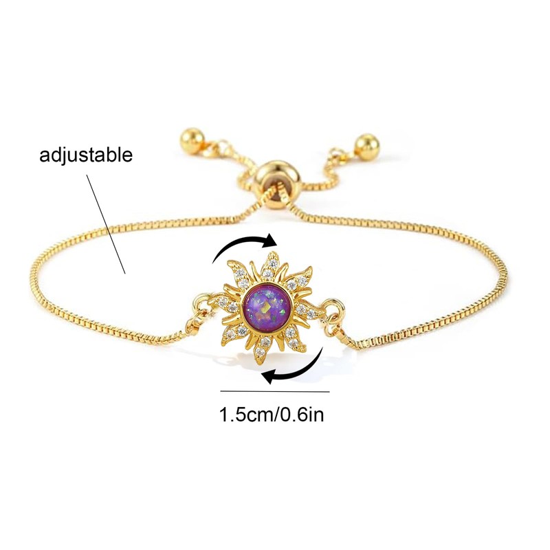Spinning Fidget Bracelet for Women Gold Flower Rhinestone Link Bracelet
