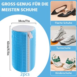 Tyafzzn 2 Stück Schuhwaschbeutel, Wäschesack Schuhe mit Reißverschluss, Schuhbeutel Waschmaschine, Wäschenetz Schuhe für Waschmaschine und Trockner
