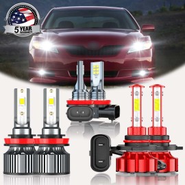 CHUSYYRAY For 2010-2017 Toyota Prius LED Headlight High Low Beam Fog Light Bulbs Combo Kit