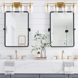 VONLUCE 4-Light Gold Vanity Light Fixtures Over Mirror, Wall Mount Modern Brass Bathroom Sconce with Clear Glass, Midcentury Gold Vanity Lighting for Bathroom, Makeup Dressing Table, Bedroom