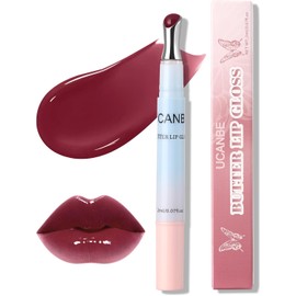 UCANBE Brillo Labial Butter, Hidratante y Humectante con Alto Brillo, Textura Ligera No Pegajosa con Aplicador Metálico, Efecto Suave para Labios Más Voluminosos y Nutritivos (02 Grape Jelly)
