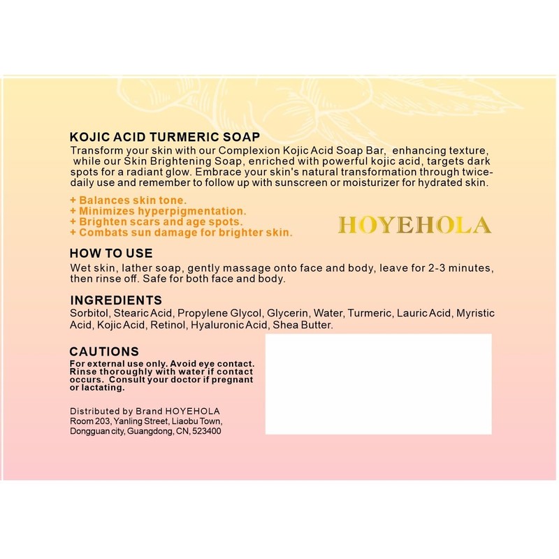 HOYEHOLA Kojic Acid Turmeric Soap Bar - Dark Spot Remover