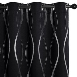 NICETOWN Blackout Curtain Panels 72 inches, Set of 2, 34 inches Wide, Black, Light Reducing Thermal Insulated Solid Grommet Blackout Curtains/Panels/Drapes for Living Room/Nursery/Kids Room