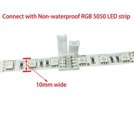 10 Pcs 4 Pin RGB 5050 LED Strip Connectors LED Strip to Strip Unwired Gapless Solderless Adapter Terminal LED Tape Extension for 10mm Wide SMD 5050 Multicolor LED Strip