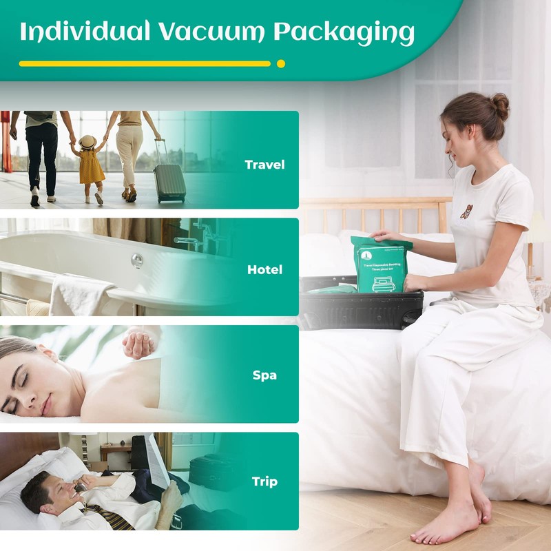 Disposable Bed Sheets for Hotel, Travelling Essentials with 2 Disposable