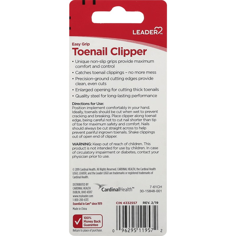 Leader Toenail Clipper for Adults, Easy Grip Nail Clipper, White