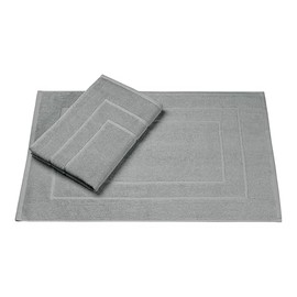 Homewell Bath Mat | 50 x 70 cm Set of 2 | 100% Cotton | Shower Mat Double Pack | Colour: Grey