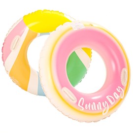 2 Pack Large Inflatable Pool Float for Adults 36 Inch Pink Pool Floats with Handles Swim Rings Swimming Pool Tubes for Summer Fun Beach Themed Party (Pink and Ice Cream)