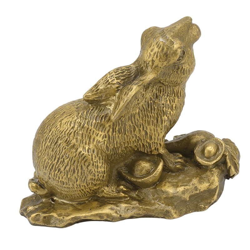 Bunny Statue Sturdy Brass Retro Look Fine Details Stable Durable