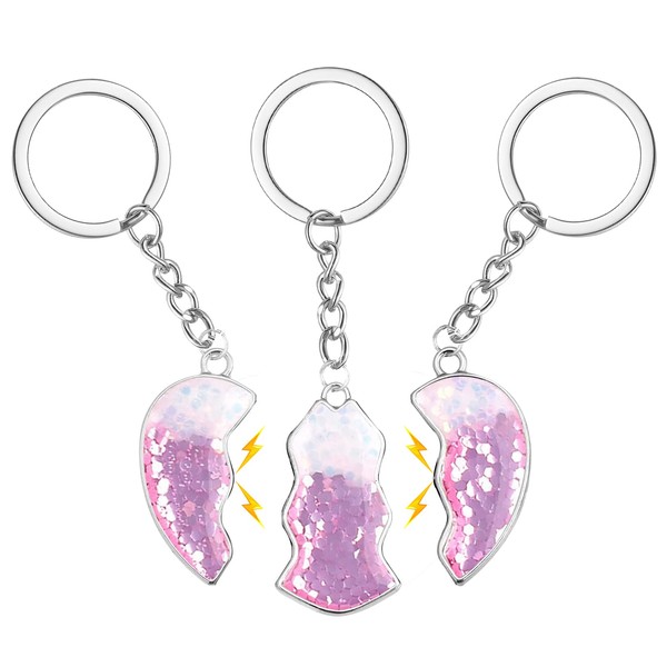 Cosysparks Best Friend Keyring for 3 Girls, 3 PCS Heart