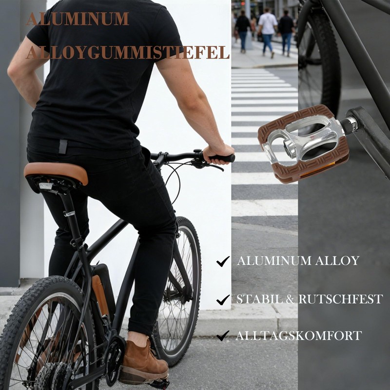 Pedali per bicicletta, classici, in alluminio e gomma, leggeri, con