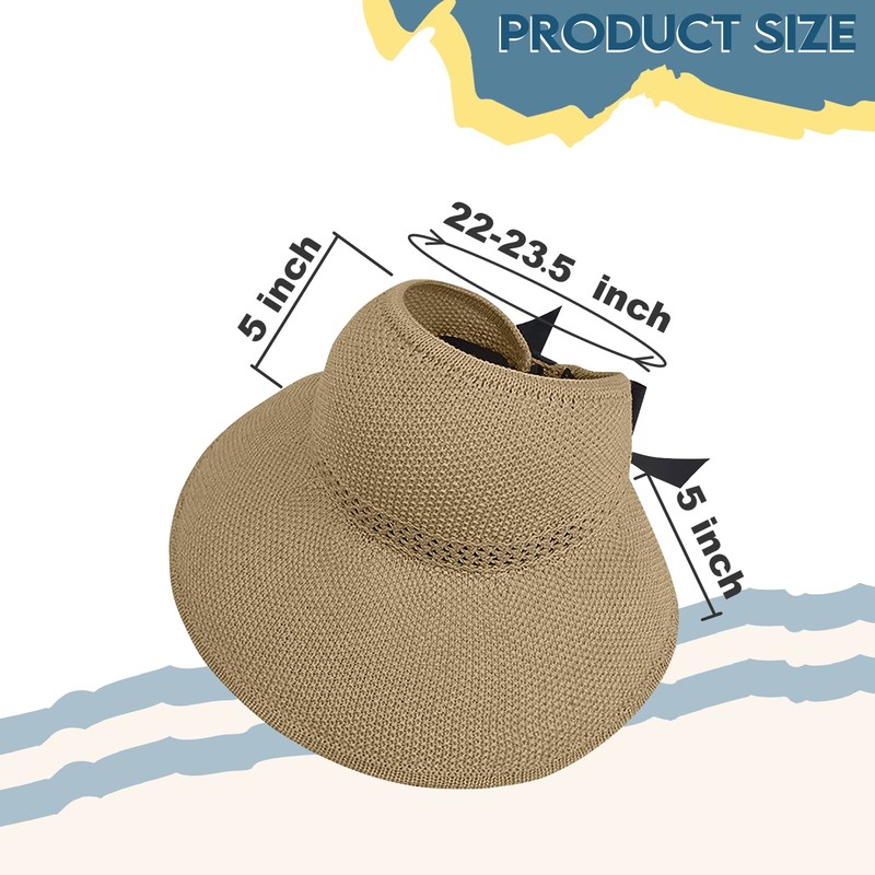 Visera de paja para mujer, sombrero de playa con protección