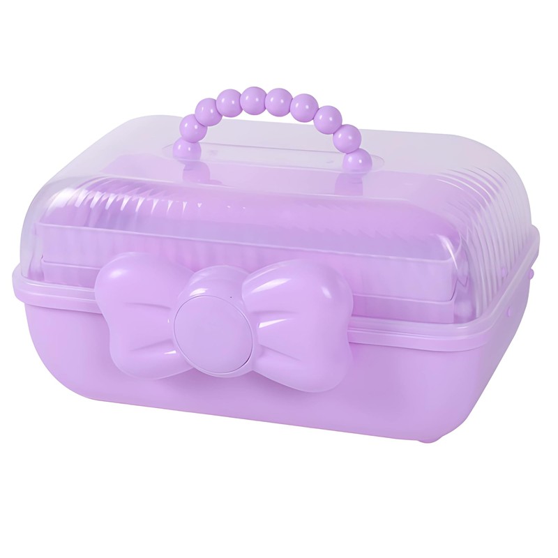 Tuilful Storage Box with Handle, 3-Compartment Plastic Organizer with Lid,