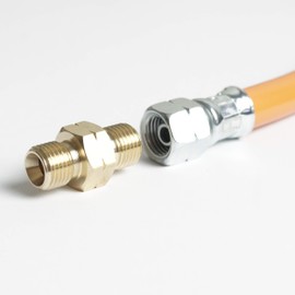 Connector for Gas Hose Gas Connection 1/4 Inch Left Gas Connector with Left Thread on Both Sides and Male Thread Made of Brass to Connect Gas Hoses