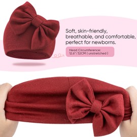 Newborn Baby Hats and Mittens Set Infant Bow Beanie Cap Toddler Gloves Newborn Hospital Hats for Baby Boy Girl 0-6 Months