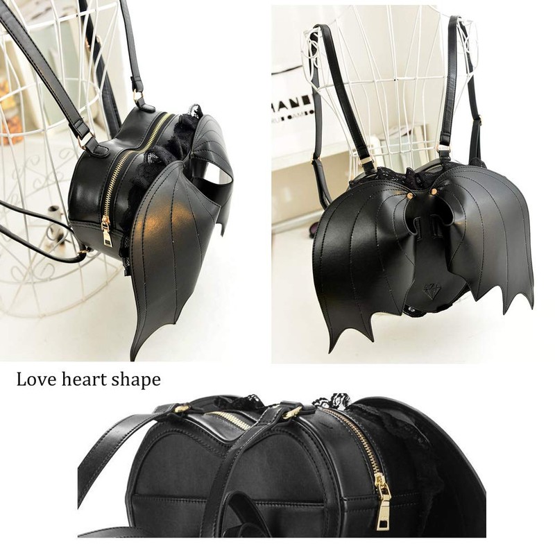 Puyang Fashion Gothic Black Bat Heart Wings Goth Punk Lace