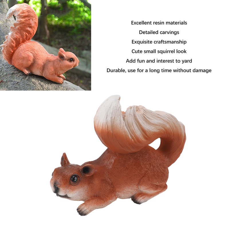 Squirrel Garden Decor Outside Funny Resin Statue Courtyard Balcony Outdoor
