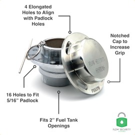 The Flow Security Systems Non-Vented Locking Fuel Tank Cap | For Transfer Tanks & Above Ground Commercial Tanks | Prevents Theft & Fuel Vandalism | Secures Fuel Tanks | FSS 376M | Male 2" Std Thead