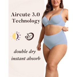 AIRCUTE Washable Urinary Incontinence Potective Underwear for Women Leak Proof Absorbent Cotton Panties 60ML 1 Pack (Baby Blue, Medium)