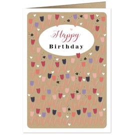Quire Copper Charm Card Happy Birthday Tulips