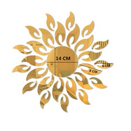MAKLYER Sun Flower 3D Mirror Wall Stickers Sun Pattern Wall Stickers DIY Round Flower Sunflower Removable Acrylic Modern Home Decoration Art (Gold)
