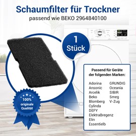 VIOKS Sponge Filter Dryer Filter Replacement for Beko Blomberg ElektraBregenz Grundig 2964840100 Smeg 782372152 Filter Mat Condenser Dryer - Foam Filter 240 x 155 x 11 mm for Heat Pump Dryers