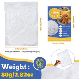 80g/2.8oz Stuffing for Stuffed Animals, Polyfill Stuffing, Stuffing for Crochet, Stuffing for Crafts, Pillow Stuffing, Premium Polyester Fiberfill Stuffing for Crochet Stuffing